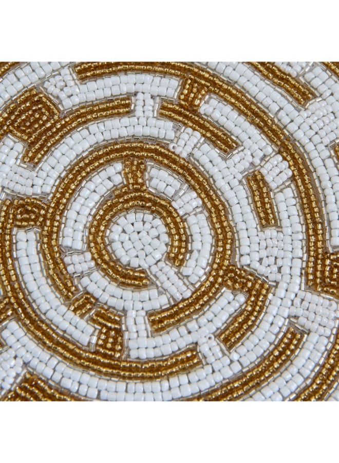 Home Box Beaded Round Placemat - White and Gold - 30 cm - Image 4
